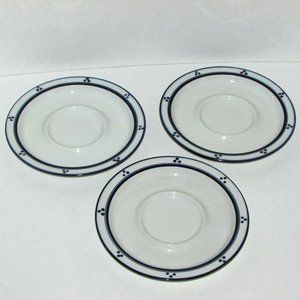 3 DANSK BISTRO FREDRIKSBORG Saucers Stoneware Blue Dots JAPAN for demitasse cup